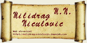 Milidrag Niculović vizit kartica